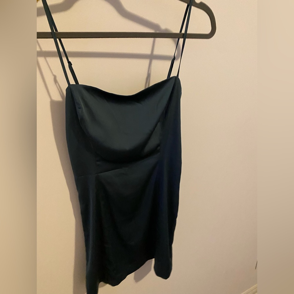 Aritzia Sunday Best Dark teal blue Satin Dress